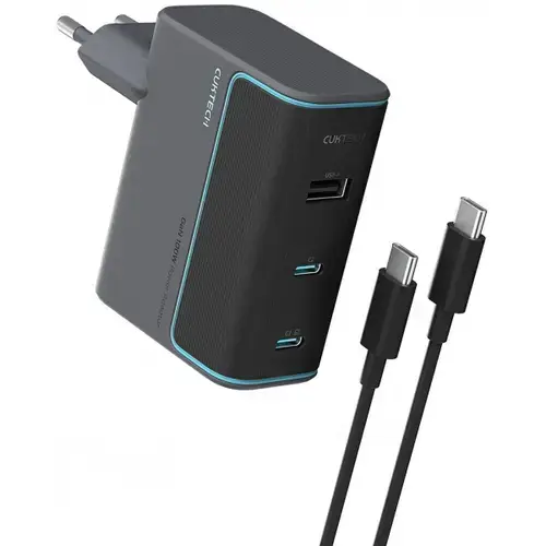 Incarcator retea Cuktech, 100W, 1 x USB-A - 2 x USB-C (Gri/Negru)