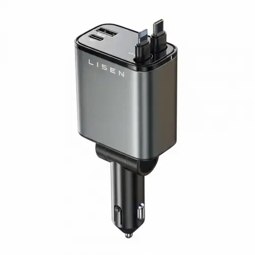 Incarcator auto Lisen, 69W, 1 x USB-A, 1 x USB-C (Negru)