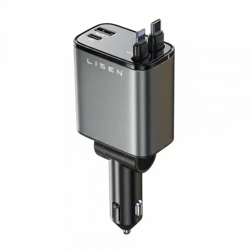 Incarcator auto Lisen, 69W, 1 x USB-A, 1 x USB-C (Negru)