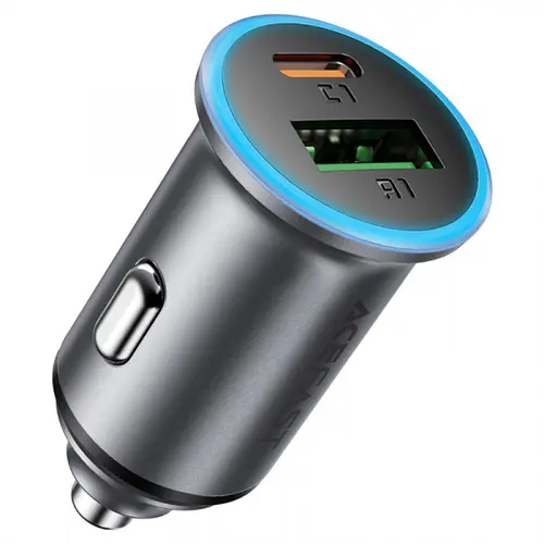 Incarcator auto Acefast B15, 65W, 1 X USB-A, 1 x USB-C (Gri)