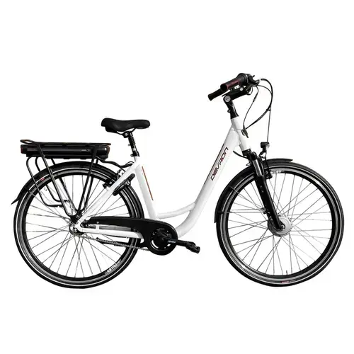 Bicicleta Electrica Devron 28120 VCN7, roti 28 Inch, cadru M, Viteza maxima 25 km/h, motor 250 W, Alb