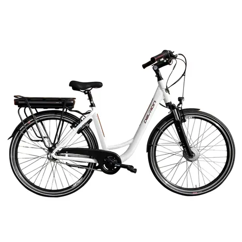 Bicicleta Electrica Devron 28120 VCN7, roti 28 Inch, cadru M, Viteza maxima 25 km/h, motor 250 W, Alb