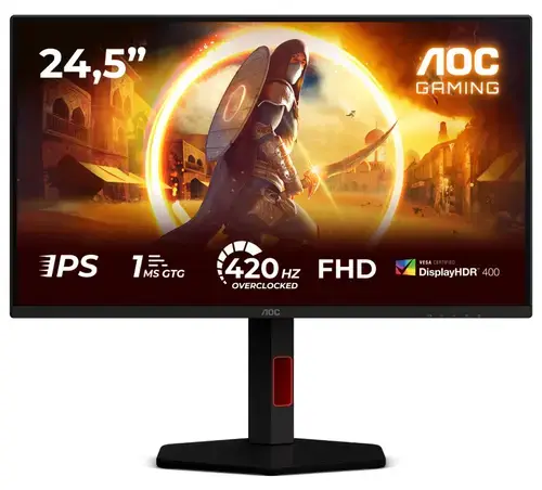 Monitor Gaming Fast IPS LED AOC 24.5inch 25G4KUR, Full HD (1920 x 1080), HDMI, DisplayPort, Pivot, 420 Hz, 1 ms (Negru)