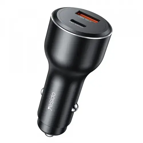 Incarcator auto Yesido Y65, 100W, 1 x USB-A, 1 x USB-C (Negru)