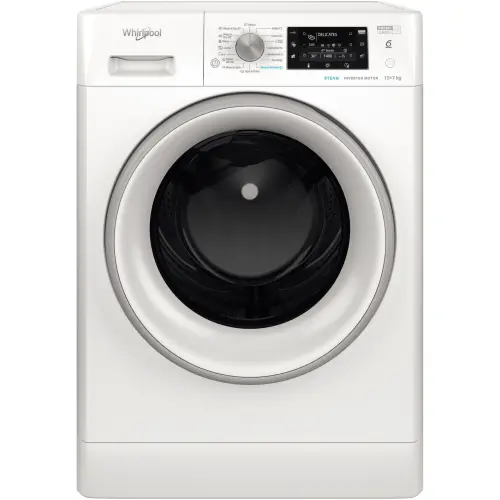 Masina de spalat rufe cu uscator Whirlpool FreshCare+ FFWDD1076258SVEE, 10 kg spalare, 7 kg uscare, 1600 RPM, Clasa B, Tehnologia al 6-lea Simt, FreshCare+, Motor Inverter, Display LCD (Alb)