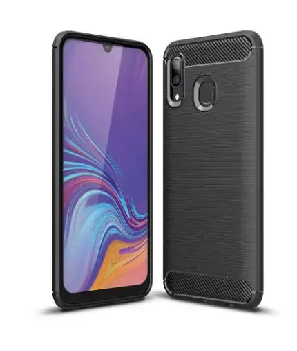 Husa Protectie Spate Forcell Carbon pentru Samsung Galaxy A40 A405 (Negru)
