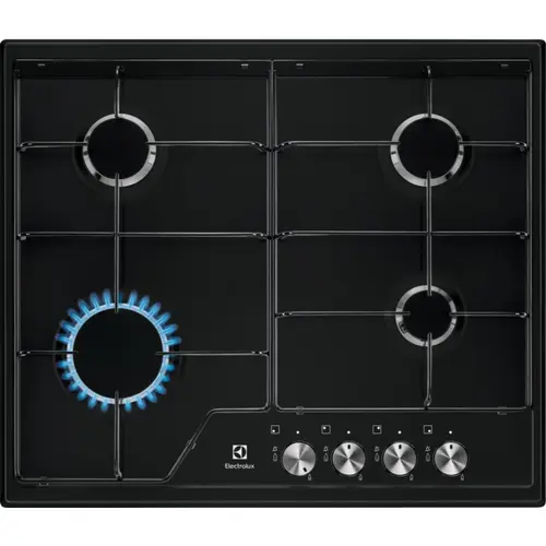 Plita incorporabila Electrolux EGS6424K, Gaz, 4 zone de gatit, 60 cm (Negru)