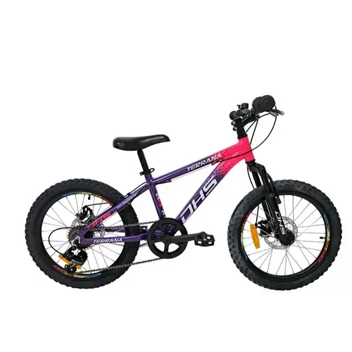 Bicicleta Copii Dhs Terrana 2023, model 2026, roti 20 Inch, 6 viteze, Violet/Roz