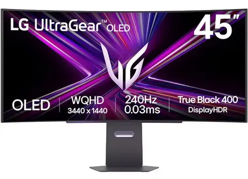 Monitor Gaming OLED LG 44.5inch 45GX900A-B, WQHD (3440 x 1440), HDMI, DisplayPort, Ecran curbat, Boxe, 240 Hz, 0.03 ms (Negru)