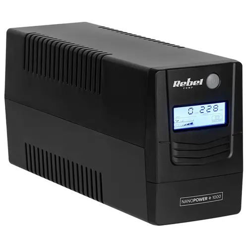 UPS Rebel Offline Nanopower Plus 1000, Afisaj LCD, (1000VA/600W) (Negru)