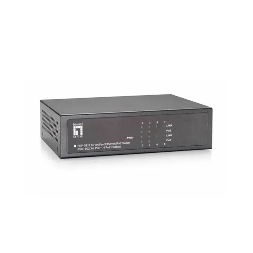 Switch LevelOne FEP-0812, 8 porturi (4 PoE), Negru