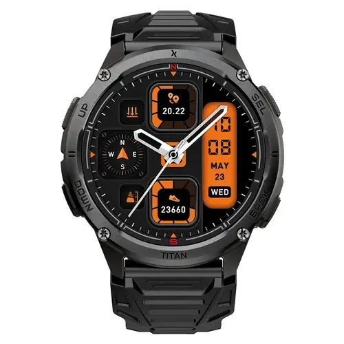 Smartwatch Maxcom FW110CZ Titan Chronos, Ecran 1.43” AMOLED Corning Gorilla Glas, IP69K, GPS, 5ATM (Negru)