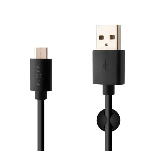 Cablu lung de date si incarcare Fixed cu conectori USB/USB-C, USB 2.0, 2 metri, 20W, Negru