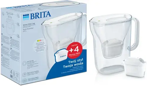 Cana filtranta de apa Brita Style Essential BR1059261, 2.4 l, + 4 filtre Maxtra Pro Pure Performance (Alb)