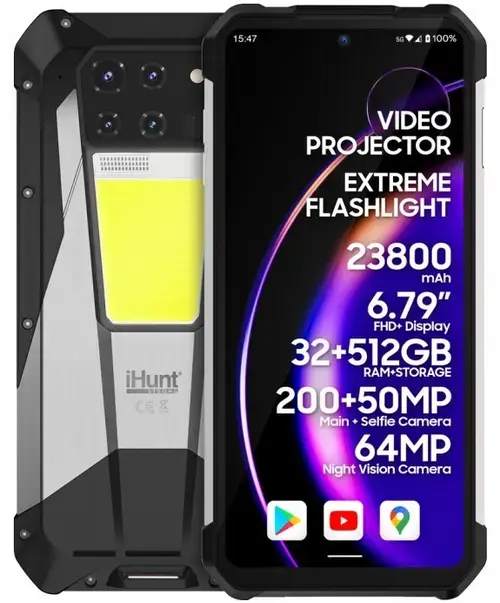 Telefon Mobil iHunt Tank 3 PRO, Procesor MediaTek MT6896 Octacore, Ecran TFT LCD 6.79inch, 16GB RAM, 512GB Flash, Camera Tripla 100 + 64 + 50 MP, Wi-Fi, 4G, Dual Sim, Android (Negru)