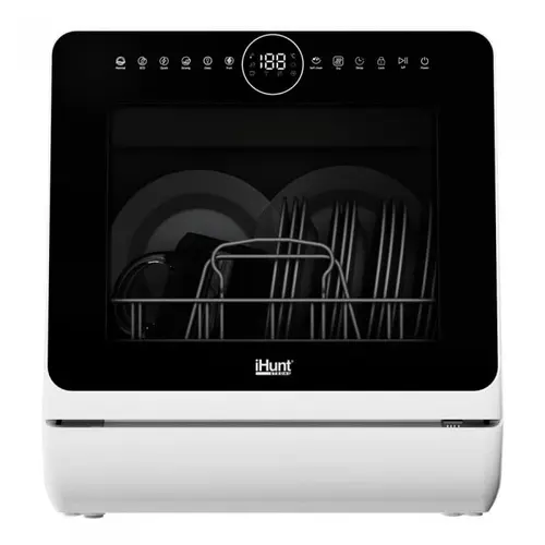 Masina de spalat vase compacta iHunt Bro Dishwasher Xpert, 6 programe inteligente, 950 W (Alb)
