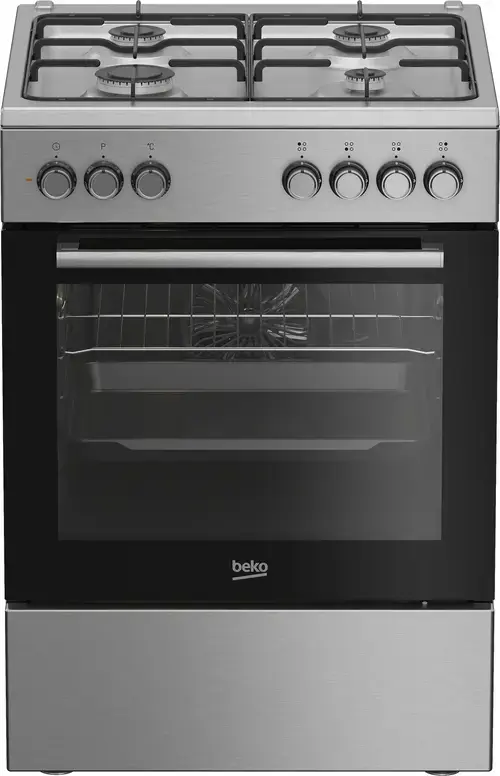 Aragaz Beko FBE62130GXDN, Gaz + Electric, 66 l, 4 arzatoare, Cuptor electric, Curatare cu abur (Negru)