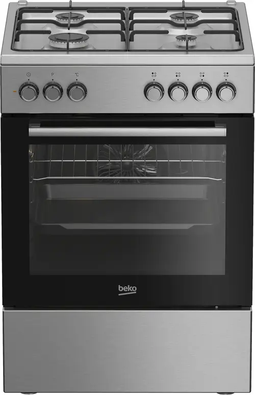Aragaz Beko FBE62130GXDN, Gaz + Electric, 66 l, 4 arzatoare, Cuptor electric, Curatare cu abur (Negru)