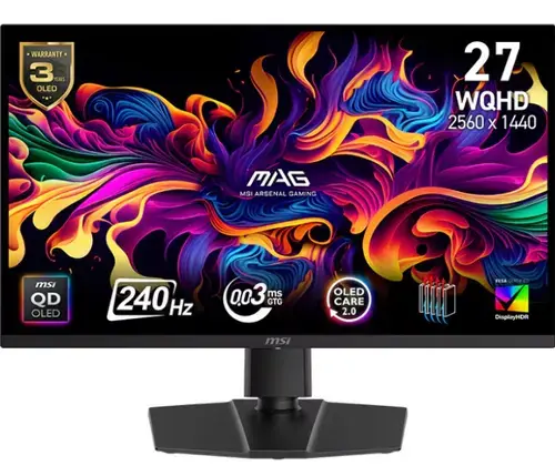 Monitor Gaming QD-OLED MSI 26.5inch MAG 271QP QD-OLED X24, WQHD (2560 x 1440), HDMI, DisplayPort, Pivot, 240 Hz, 0.03 ms (Negru)