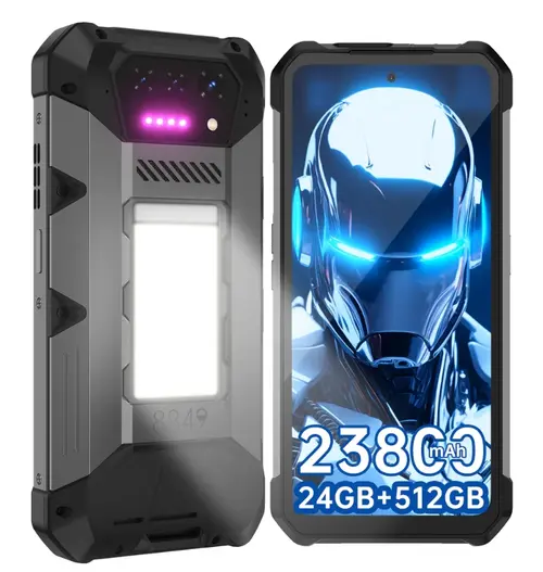 Telefon Mobil Unihertz 8849 Hike, Procesor MediaTek Helio G200 Octa-Core, Ecran IPS LCD touchscreen 6.78inch, 12GB RAM, 512GB Flash, Camera Tripla 50+64+8MP, Wi-Fi, 4G, Dual Sim, Android (Negru/Gri)