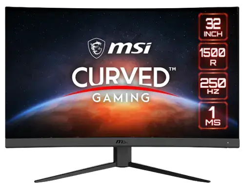 Monitor Gaming VA LED MSI 31.5inch G32C4X, Full HD (1920 x 1080), HDMI, DisplayPort, AMD FreeSync, Ecran Curbat, 250 Hz, 1 ms (Negru)