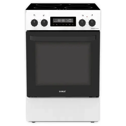 Aragaz Samus SM569VDE, Electric, 59 l, Timer, 4 zone de gatit vitroceramice, Touch control, 9000 W (Alb)