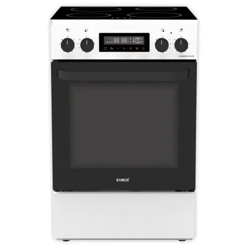 Aragaz Samus SM569VDE, Electric, 59 l, Timer, 4 zone de gatit vitroceramice, Touch control, 9000 W (Alb)
