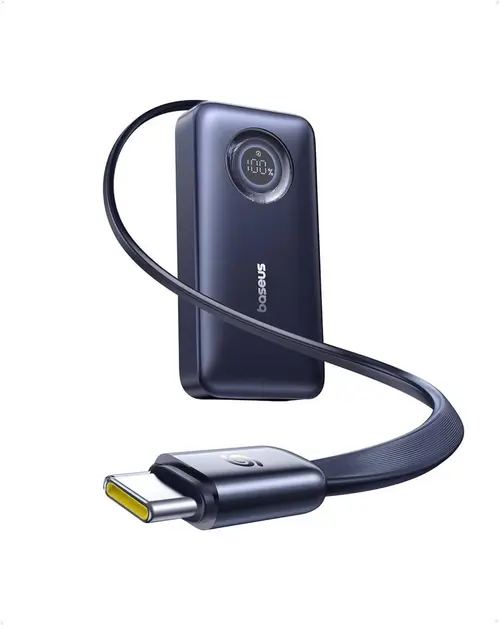 Acumulator extern Baseus EnerCore CR11 E0027G01, 10.000 mAh, 45W, cu cablu USB-C retractabil (Negru)