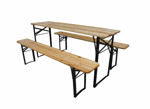 Set masa cu 2 banci de lemn HEINNER DMBL001, pliabile (Maro)