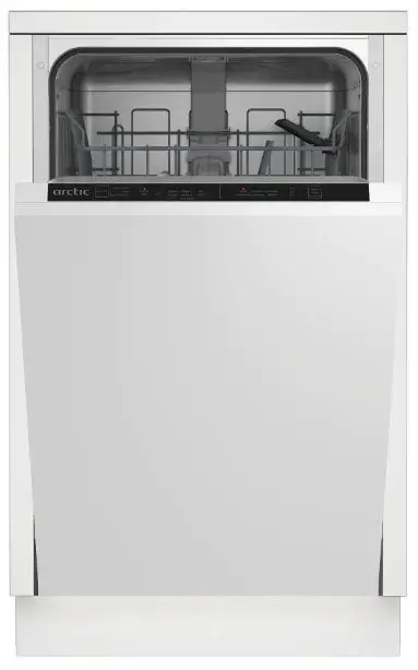 Masina de spalat vase incorporabila Arctic Slim DIS1502, 10 seturi, 5 programe, Clasa E, Sistem dedurizare ape, Aqua Protect, Amanare pornire, 45 cm (Alb)