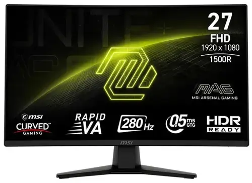 Monitor Gaming Rapid VA LED MSI MAG 27inch 274CXF, Full HD (1920 x 1080), HDMI, DisplayPort, Ecran curbat, 280 Hz, 0.5 ms (Negru)