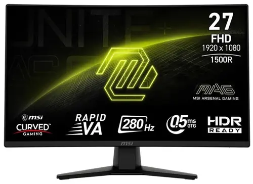 Monitor Gaming Rapid VA LED MSI MAG 27inch 274CXF, Full HD (1920 x 1080), HDMI, DisplayPort, Ecran curbat, 280 Hz, 0.5 ms (Negru)
