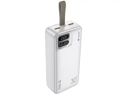 Acumulator extern Tracer Blaze, 30000 mAh 65 W, PD/QC 3.0, 2x USB, USB Type-C (Alb)