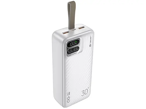 Acumulator extern Tracer Blaze, 30000 mAh 65 W, PD/QC 3.0, 2x USB, USB Type-C (Alb)