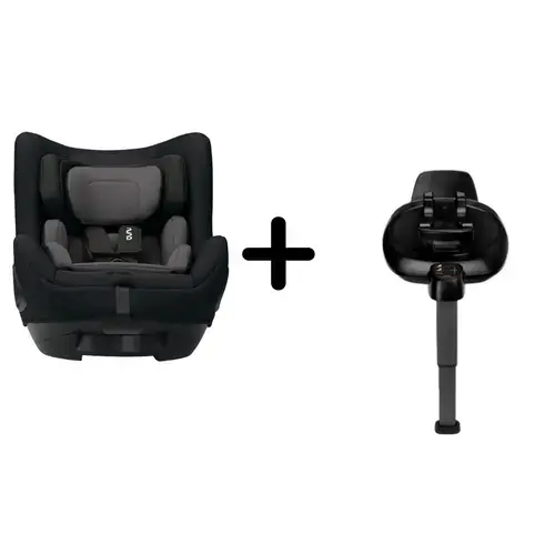 Set Scaun auto rotativ Nuna i-Size TODL next Caviar, 40-105 cm + Baza isofix BASE next i-Size pentru TODL next (Negru)