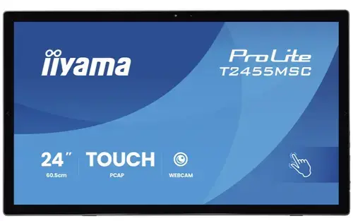 Monitor IPS LED Iiyama 23.8inch T2455MSC-B2, Full HD (1920 x 1080), HDMI, DisplayPort, Boxe, Touchscreen, 120 Hz, 5 ms (Negru)