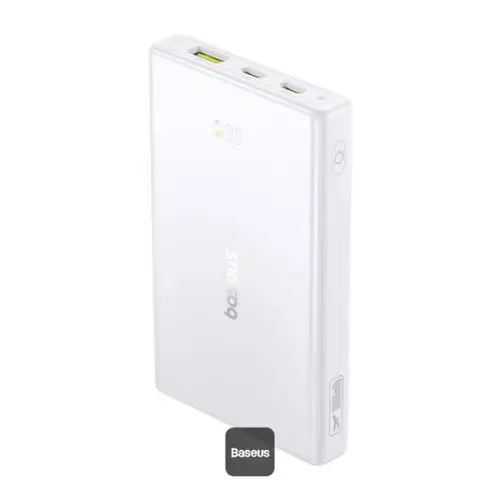 Acumulator extern Baseus PicoGo 10.000 mAh, 20W, Digital Display, 2x USB-C, 1x USB-A (Alb)