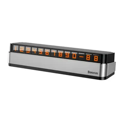 Suport numar de telefon parbriz Baseus, functie de inchidere si deschidere prin apasare, sase seturi de numere incluse ACNUM-B0S (Argintiu)