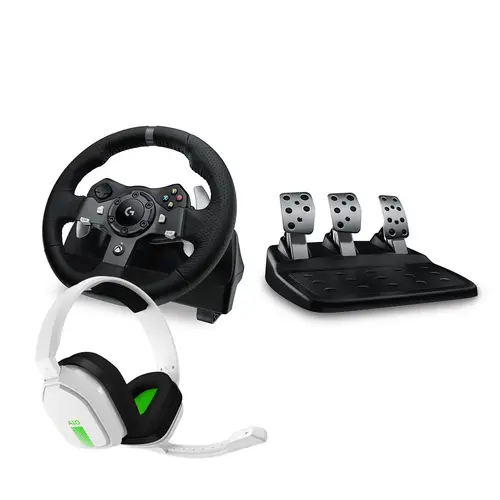 Volan cu pedale Logitech G920 Driving Force pentru Xbox Series X/S, Xbox One, PC + Casti Astro A10 (Negru/Alb)