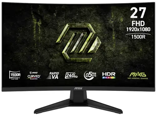 Monitor Gaming Rapid VA LED MSI 27inch MAG 275CF X24, Full HD (1920 x 1080), HDMI, DisplayPort, Ecran curbat, 240 Hz, 0.5 ms (Negru)