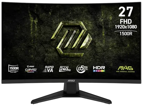 Monitor Gaming Rapid VA LED MSI 27inch MAG 275CF X24, Full HD (1920 x 1080), HDMI, DisplayPort, Ecran curbat, 240 Hz, 0.5 ms (Negru)