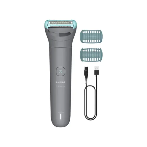 Aparat de ras electric pentru corp Philips Body Groomer 3000 Series BG3480/15, Autonomie 80 de minute, Cu sistemul de rasTriple Protect (Gri)