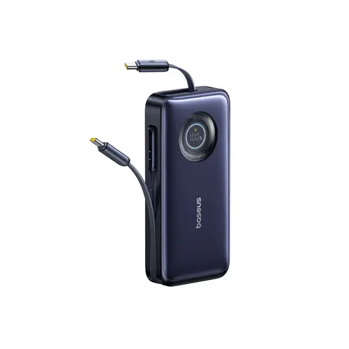 Acumulator extern Baseus EnerCore CR11 E0027J00, 2 Cabluri retractabile USB Type-C, 20000mAh, 100W (Negru)