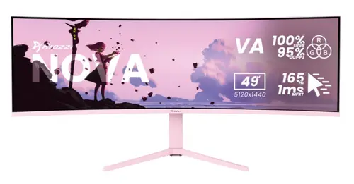 Monitor Gaming VA LED Arozzi 49inch AZ-NO-49TUW165-PNK, DQHD (5120 x 1440), HDMI, DisplayPort, Ecran curbat, 165 Hz, 4 ms (Roz)