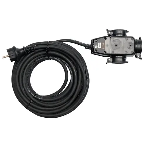 Cablu prelungitor 20m, splitter, Yato YT-81162 (Negru)