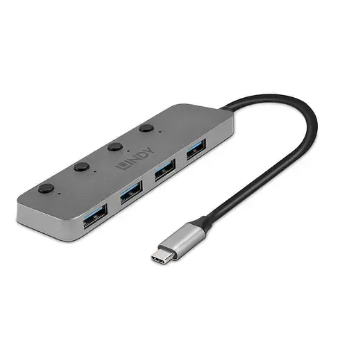 Hub Lindy LY-43383, 4 Port USB 3.2 (Gri)