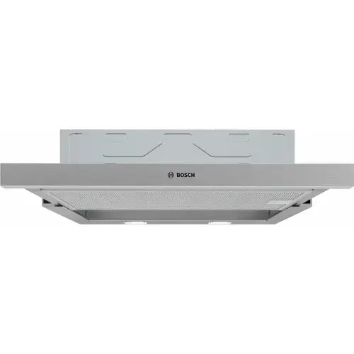 Hota incorporabila telescopica Bosch DFM064W55, Putere de absorbtie 394 mc/h, Iluminare LED, 1 motor, Control mecanic, Clasa C, 60 cm (Argintiu)