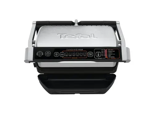 Gratar electric Tefal OptiGrill+ GC706D34, 2000 W, 6 programe automate, indcator pentru nivelul de gatire, functie dezghetare, placi detasabile (Inox/Negru)