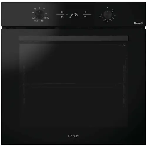 Cuptor electric incorporabil Candy CA6 NP3AT3EHTB, Clasa A+, Multi-level, Easy Steam, 78 litri, Hidrolitic, 9 functii, Display + 2 selectoare, soft close, raft telescopic, tava AirFry (Negru)