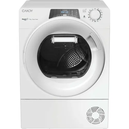 Uscator de rufe Candy Rapido RP EH9N2TE-S, Pompa de caldura, 9 kg, Clasa D, WiFi, Easy case, Senzor uscare, Antisifonare, (Alb)